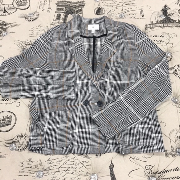 BP. Plaid Linen Blend Blazer - Picture 3 of 6